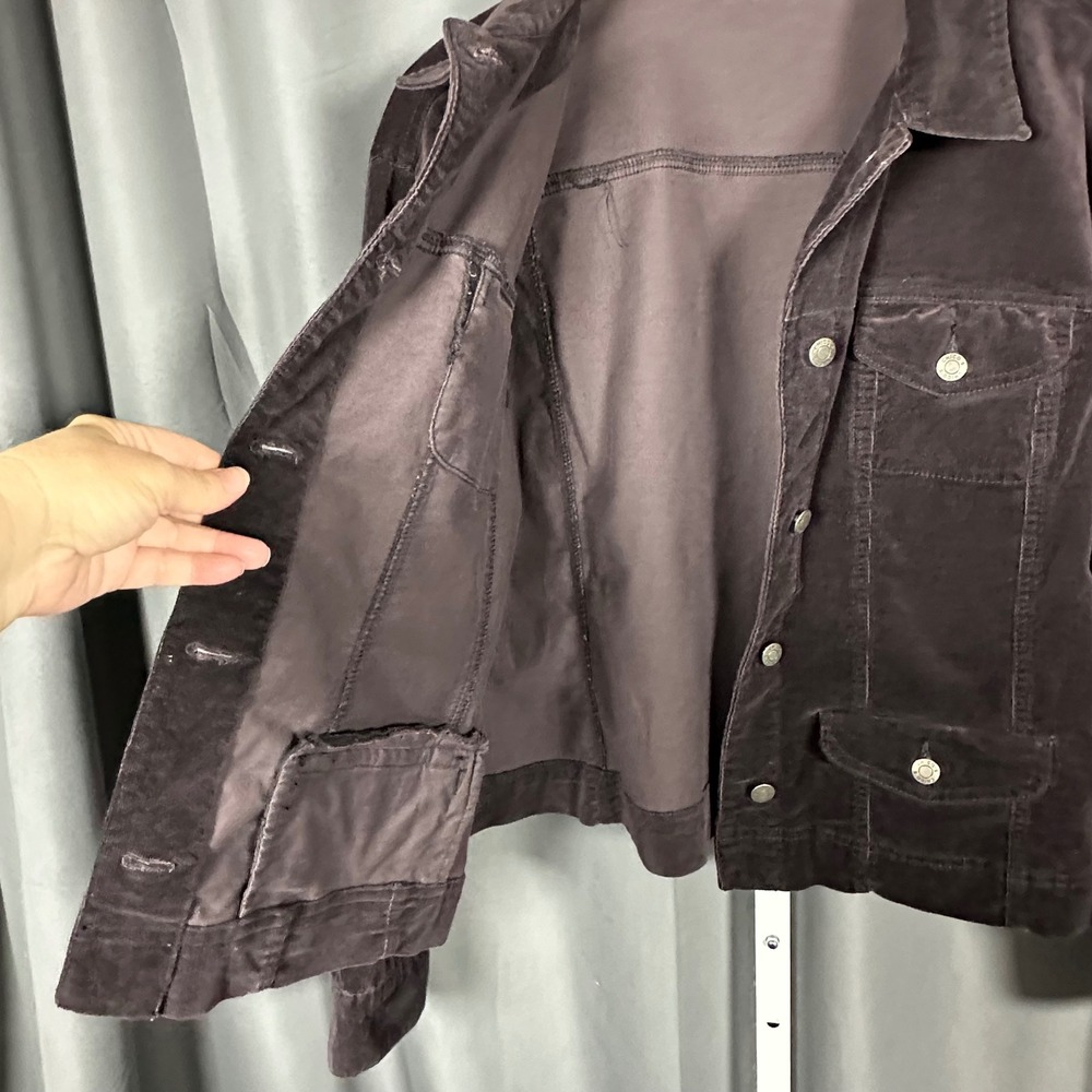Chico's Micro Corduroy Jacket Stretch Chocolate Brown XL Denim Style‎ Trucker - Picture 5 of 8